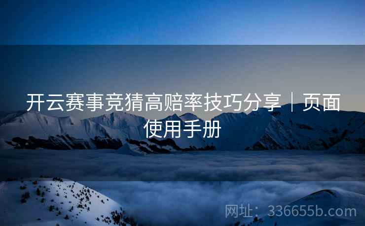 开云赛事竞猜高赔率技巧分享｜页面使用手册